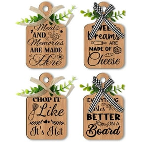 4pcs Wooden Rustic Kitchen Wall Decor Cutting Board Baking Eat Sign Set Cakes Dining Room Signs Wall Decor for Kitchen Modern Farmhouse Decor Kitchen Wall Art 5.9x3.5inches