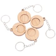 SHOWERORO 4Pcs Bamboo Keychain Set Shopping Cart Tokens Portable Wooden Coin Holders