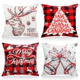 thumbnail image 1 of 4pcs Xmas Pillowcases Set, EEEkit 17.7 x 17.7'' Christmas Tree Rustic Linen Pillow Cases, 1 of 5