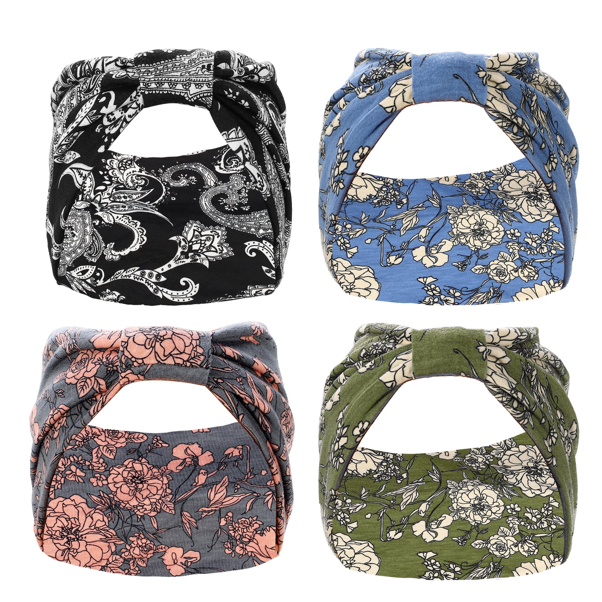 4pcs Yoga Hair Scarfs Bohemia Head Wraps for Women Girl 5.31inch Wide