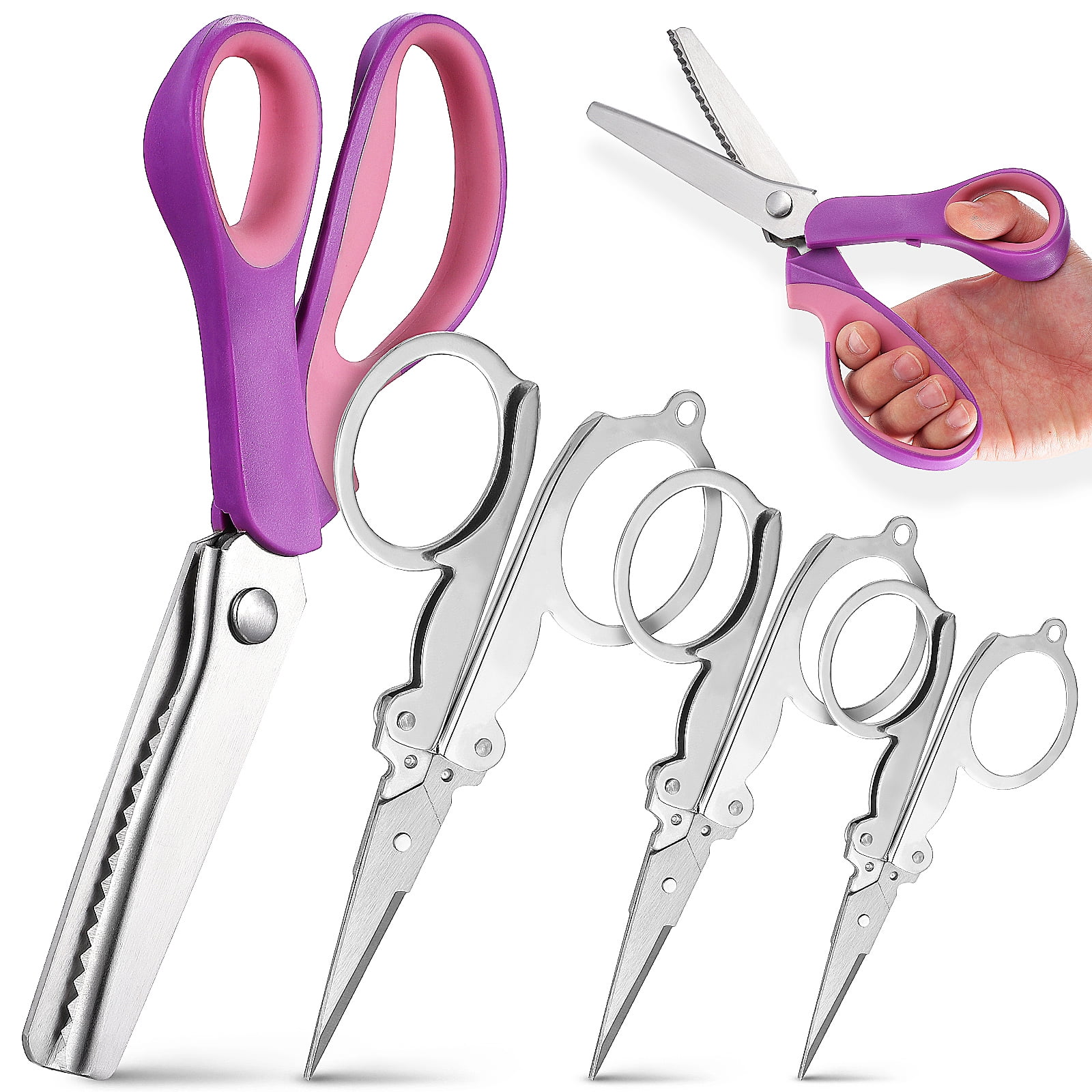 4pcs Zig Zag Shears Fabric Paper Pinking Shears Serrated Cutting