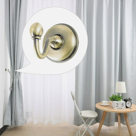 4pcs Zinc Alloy Window Curtain Tieback Clothes Hook Drapery Wall Holdbacks Hooks Bronze Tone