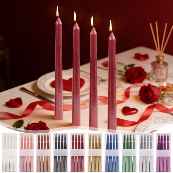 4pcs/box Trendy Restaurant Plating Thread Candle, Long Pole Wax Candle with Decorative Wrap, Single Wick Scented Candle, for Romantic Wedding Home Dining Decor