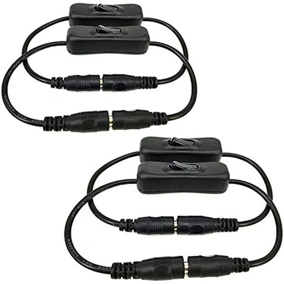4pcs dc 12v Inline Switch,Low Voltage Switch, Manual Inline DC Power Switch Extension Cable Male to Female 5.5mm x 2.1mm Barrel for LED Strip 5050 3528 2835, Light and Other Low Voltage Applica tions