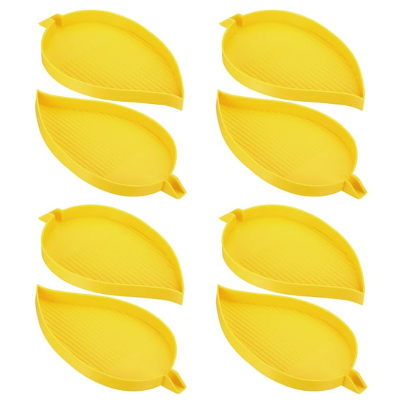 4pcs diamond painted Tray, 15x9cm Diamond Art Trays Leaf Bead Rhinestone Sorting Tray Organizer Large, Yellow