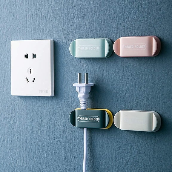 4pcs electrical plug holders,Plug Organizer,phone charger holders for nightstand,charging cord holder wall,car Cable Clips,cord hooks,wire holder for desk,Adhesive kitchen cable management for cords.