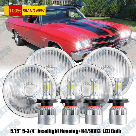 4pcs for Chevy El Camino Corvette DOT 5.75" 5-3/4 Round Halo LED Headlights DRL