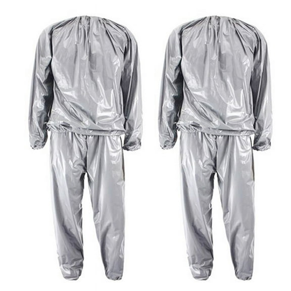 NEW 2X Heavy Duty Fitness Weight Loss Sweat Sauna Suit Exercise Gym Anti-Rip Silver XXL