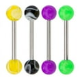 thumbnail image 1 of 4pcs multi pack Barbell surgical steel tongue rings 14G 5/8" 16mm, 1 of 6
