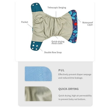 4pcs/pack Baby Cloth Diapers Washable Reusable Pocket Cloth Diaper Quick Dry Breathable Waterproof One Size Adjustable for Baby Girls Boys Infants
