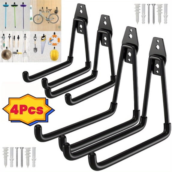 4pcs/ pack Black Orange Garage Hooks Heavy Duty, Utility Garage Wall ...