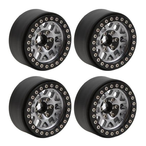 4pcs/set 1.9in Aluminum Alloy Beadlock Wheel Rims for SCX10 90046 Crawler Car PartsTitanium