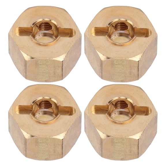 4pcs/set 12mm Hex Wheel Hub Extended Adapter, Brass Wheels Hex Hub Extension Hex Drive Adapter for SCX10 90046 GN7 CC01 1/10 RC Cars[8mm]