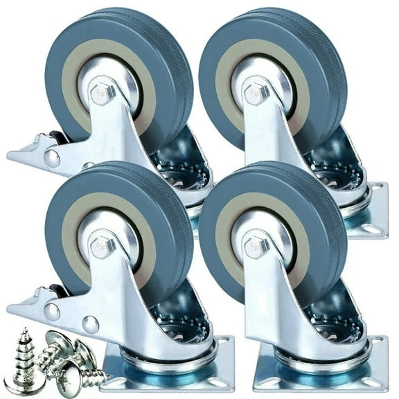 4pcs/set 2 Inch Heavy Duty Casters Load 50kg Lockable Bearing Caster Wheels With Brakes Swivel Casters For Furniture Workbench ,Easy to Install