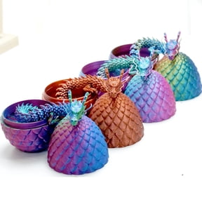 4pcs/set 3D Printed Dragon Egg Model,Flexible Animals Statue,Movable Joints little dragon inside the egg,Home Office fish tank Decor,Festival Gifts toco,Fidget ,Executive Desk Animals