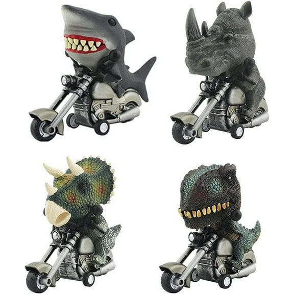 4pcs/set Car Dinosaur Toys Pull Back Vehicles Kids Dinosaur Cars Dinosaur Motorcycle Toys for 3-12 Years Old Kids Boys Girls Birthday Xmas Gifts