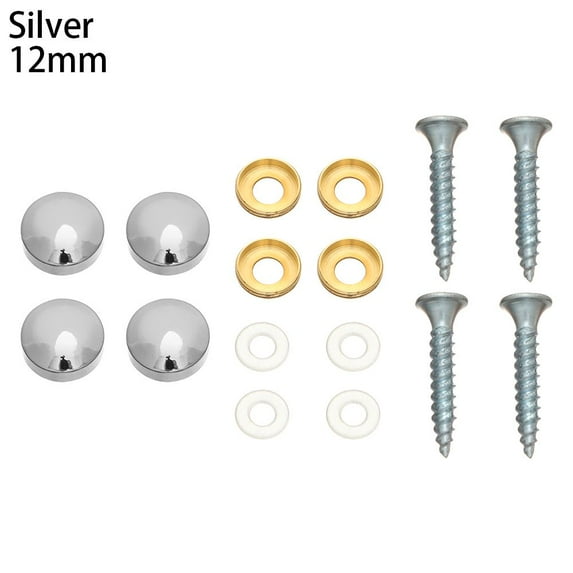 4pcs/set Furniture Accessories Mirror Fixing Nails Hardware Screw Covers Furniture Decoration Nails Glass Fasteners Screw Cap SILVER 12MM