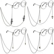 4pcs/set Gothic Black Bat Moon Glasses Chain for Women - Stylish Eyeglass Strap Holder and Retainer