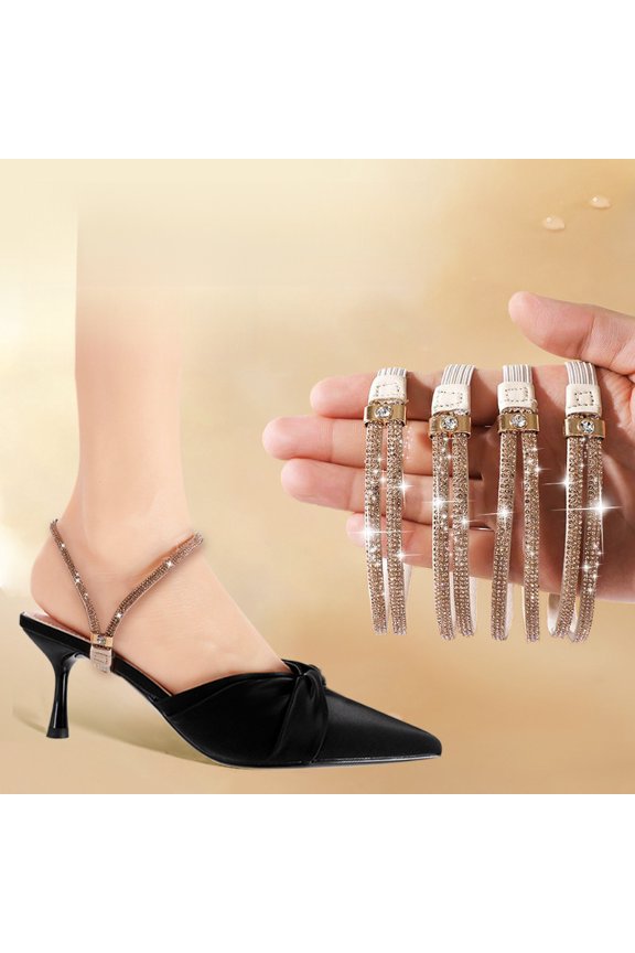 4pcs/set New Dual-Purpose Shoe Straps for High Heels and Sandals, Non-Slip Heel Straps, Anti-Fall Shoe Straps, No Installation Required, Luxurious, Elastic and Adjustable