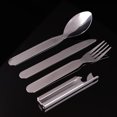 thumbnail image 1 of 4pcs/set Portable Stainless Steel Tableware fold knife utensil spoon set Spoon Fork Knife Dinnerware Camping Cooking flatware, 1 of 7
