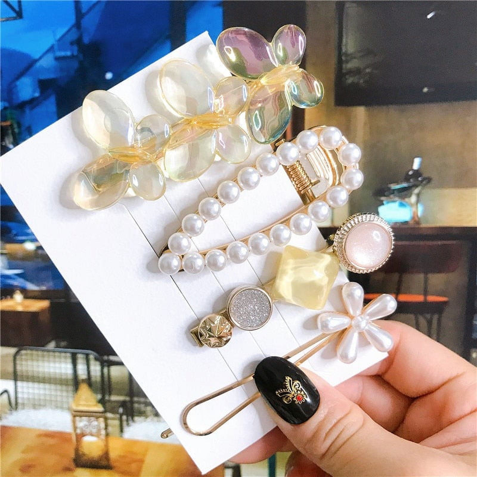 GROFRY Big Long Strong Claws Big Hair Clip Plastic Big Faux Pearls Hair  Barrette Styling Accessories