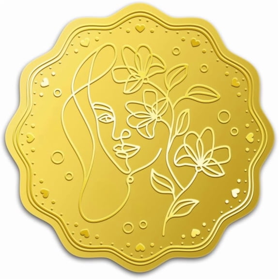 4pcs/sheet Plastic Self Adhesive Gold Foil Embossed Stickers Medal Decoration Sticker Human 5x5cm