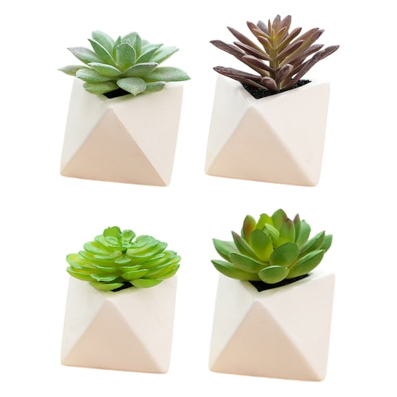 4pcs simulation succulent potted plants creative decoration small triangle bonsai indoor artificial decoration green plants - type:style3;