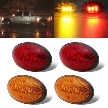 4pcs3 LED Dually Bed Front/Rear Side Fender Marker Lights For 1999-10 Ford F350