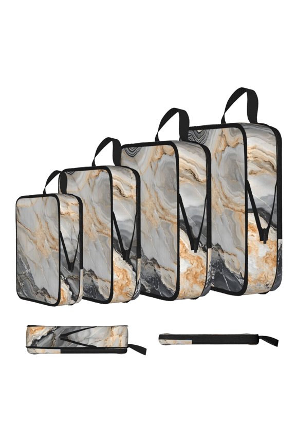 4piece Compression Bag Water Proof Soft Light Resistance To Tear And Extensible For Outdoor Camping During Family Vacation Trips Gainsboro Marble_2
