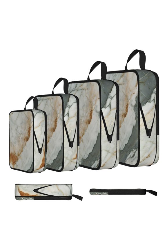 4piece Compression Bag Water Proof Soft Light Resistance To Tear And Extensible For Outdoor Camping During Family Vacation Trips Gainsboro Marble_4