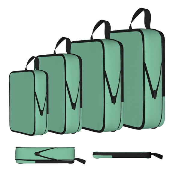 4piece Compression Bag Water Proof Soft Light Resistance To Tear And Extensible For Outdoor Camping During Family Vacation Trips Sage Green