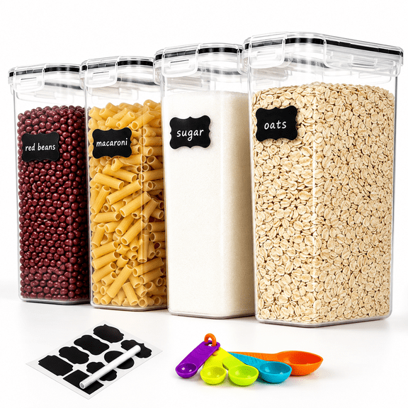 4pk 2.8l Airtight Containers r Stackable Dry Food Storage