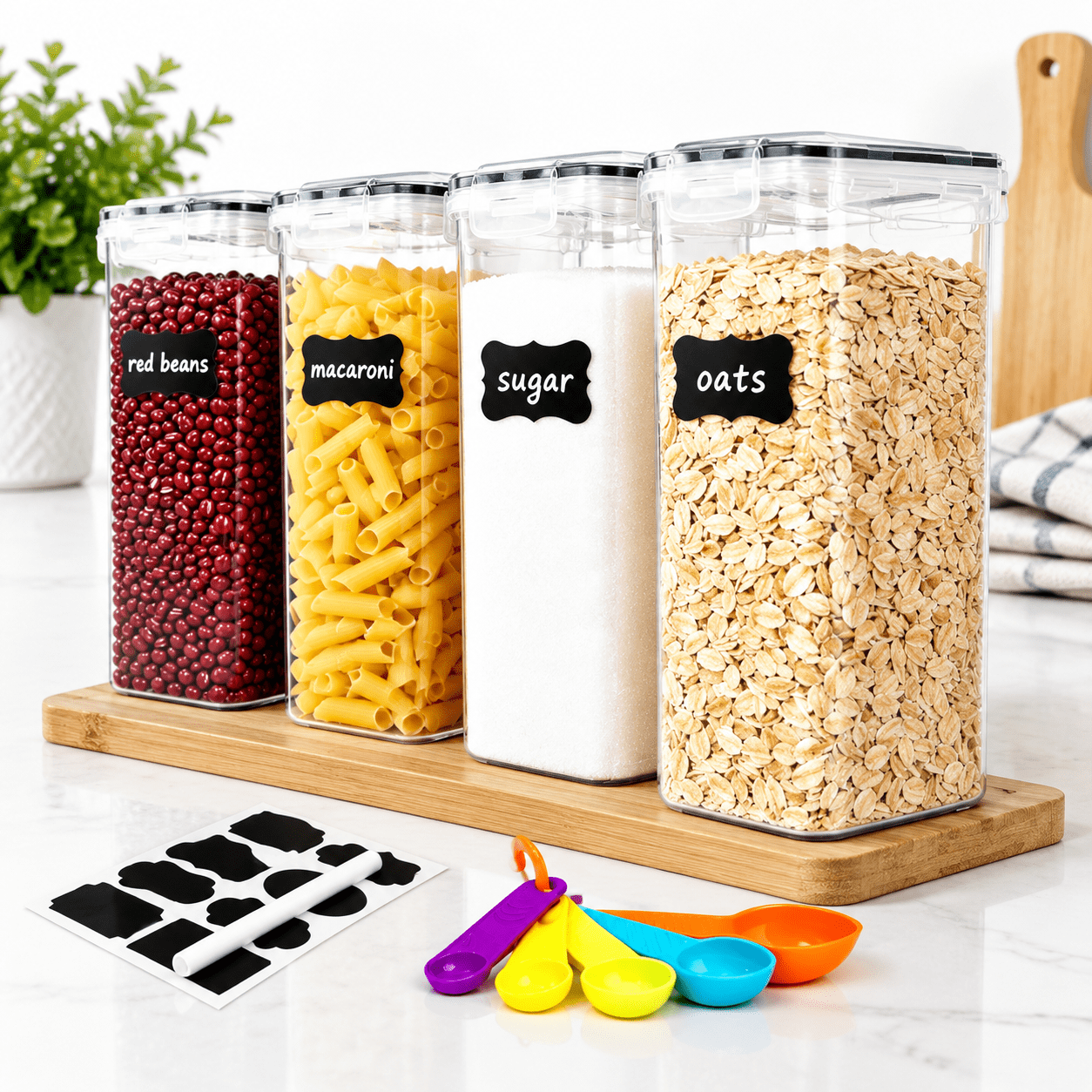 Stackable Ingredient Containers 4pk 2.8l Airtight Containers r Stackable Dry Food Storage - Walmart.com