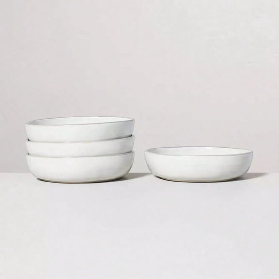 4pk 34oz Stoneware Reactive Glaze Pasta/Grain Bowl Set Gray