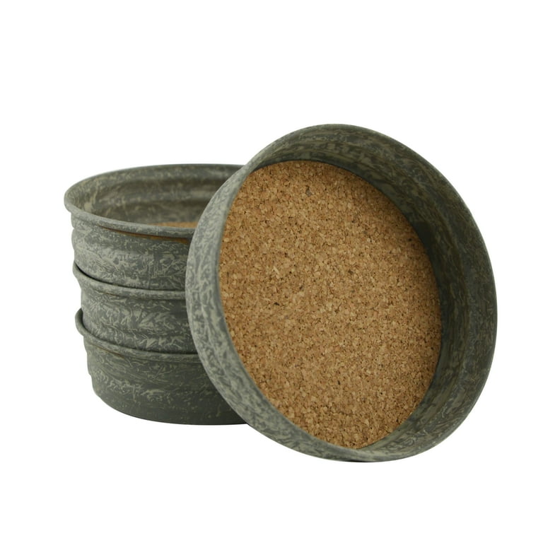 4pk Farmhouse Style Mason Jar Lid Antique Cork Drink Coasters Rustic Table Decor 4pk Farmhouse Style Mason Jar Lid Antique Cork Drink Coasters Rustic Table Decor