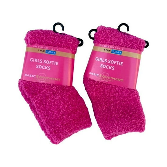 4pk Basic Equipment Girl's Softie Furry Socks (size 6-8) color Pink