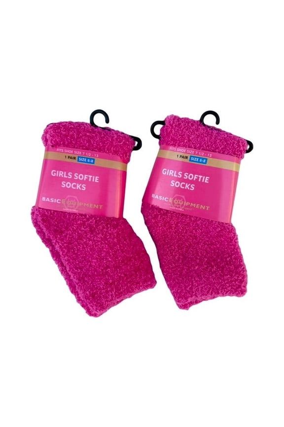 4pk Basic Equipment Girl's Softie Furry Socks (size 6-8) color Pink