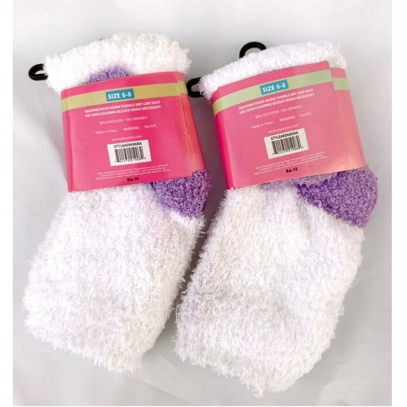4pk Basic Equipment Girl's Softie Furry Socks (size 6-8) color White