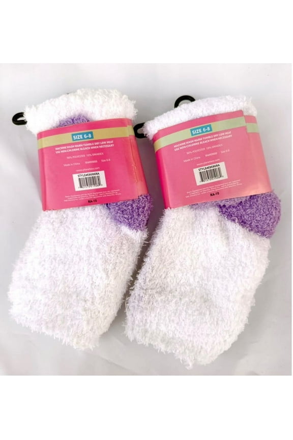 4pk Basic Equipment Girl's Softie Furry Socks (size 6-8) color White