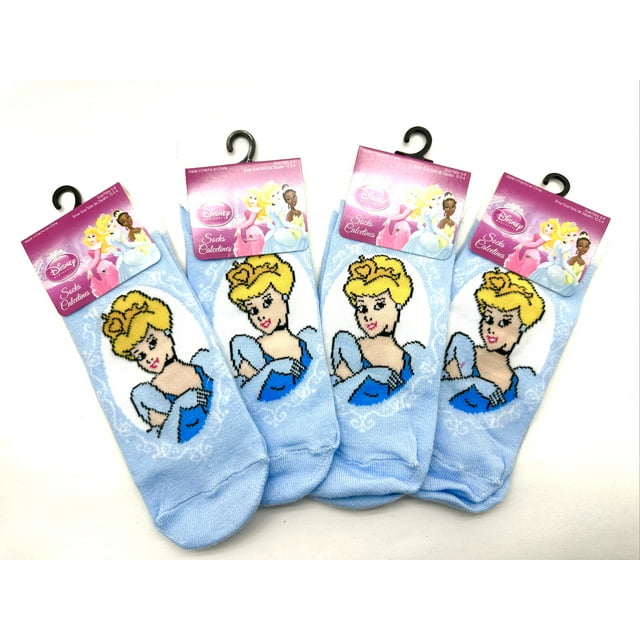 4pk Disney Princess Cinderella Sky Blue Portrait Socks (4 Pairs, Size 6 ...