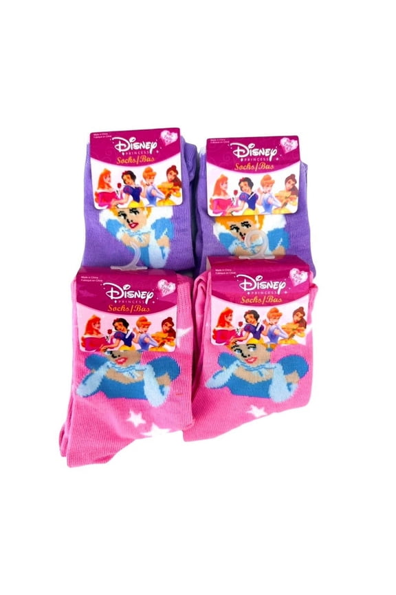 4pk Disney Princess Cinderella girl's socks (size 6-8.5)