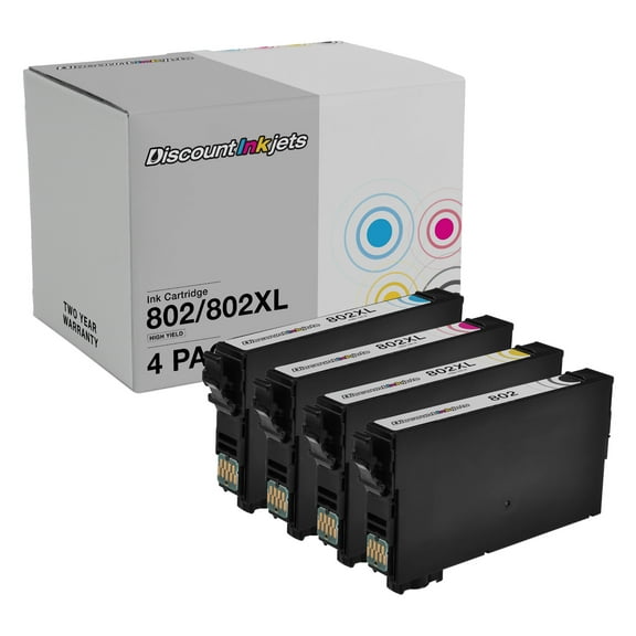 4pk Ink Cartridges for Epson 802 802XL Black, XL Cyan, Magenta, Yellow Compatible with Epson WF Series: WF-4720, WF-4730, WF-4734, WF-4740, WF-4740DWF Epson WorkForce: WF-4720, WF-4730