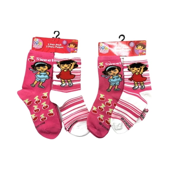 4 Pairs Nick Jr Dora The Explorer Girl's Crew Socks (size 6-8)
