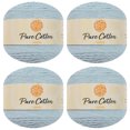 thumbnail image 1 of 4pk Premium 100% Pure Cotton Yarn (400 grams) Soft, Breathable, and Versatile Medium Worsted Weight (15 Creamy Blue), 1 of 1