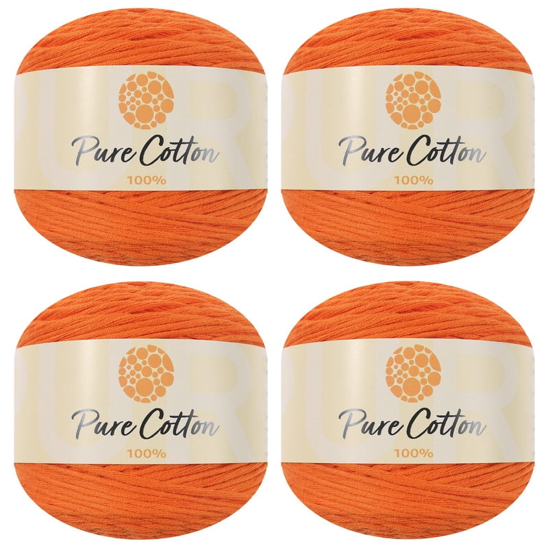 4pk Premium 100% Pure Cotton Yarn (400 grams) Soft, Breathable, and Versatile Medium Worsted Weight (23 Orange Red)