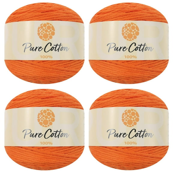 4pk Premium 100% Pure Cotton Yarn (400 grams) Soft, Breathable, and Versatile Medium Worsted Weight (23 Orange Red)