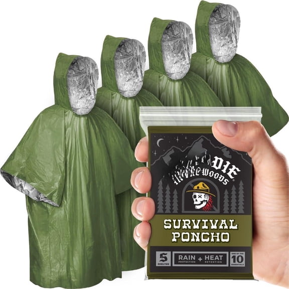 4pk Refill - Grave Robber Green One Size Wearable Mylar Rain Poncho