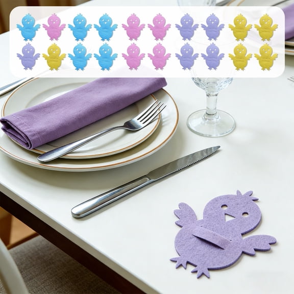 4ps Easter Chicken Tableware Knife Fork Cover Bag, Happy Easter Party Decorations for Birthday Banquet Holiday Table Accessory Set, HAODEJW, Multicolor