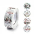 thumbnail image 1 of 4rolls 4 Patterns Autumn Theme Paper Thank You Gift Sticker rolls Round Dot Decals for Scrapbooking Craft Hedgehog & Squirrel & Mushroom Animal Pattern Colorful 25mm 500pcs/roll, 1 of 4