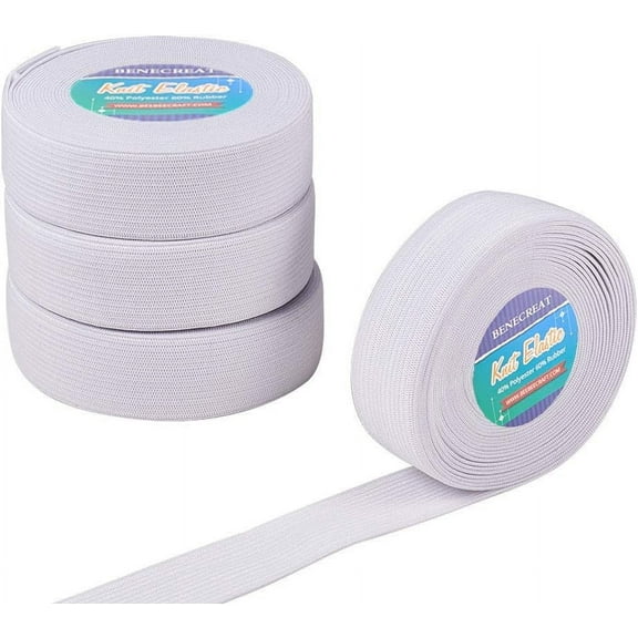 4rolls Flat Elastic Rubber Cord/Band Webbing Garment Sewing Accessories White 25mm 5m/roll